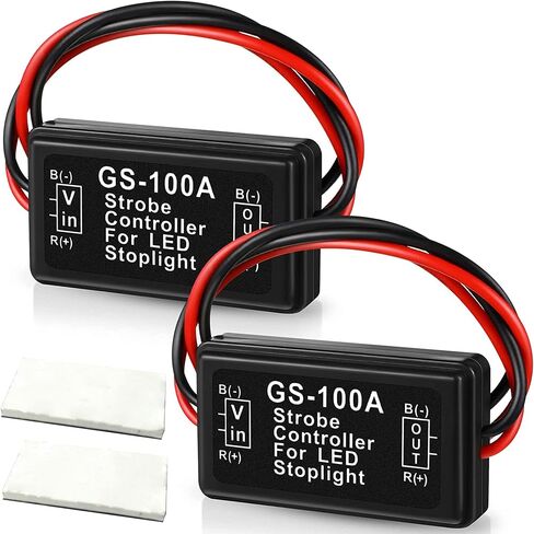ضوء الفرامل فلاش ستروب وحدة التحكم المتعري وحدة السيارات السيارات LED فلاش وحدة للدراجات النارية السيارات الشاحنات أضواء الفرامل الذيل أضواء التوقف GS-100C 12-24 فولت (حزمة من 2) in Saudi Arabia