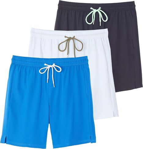 Real Essentials 3 Pack: Men's 9" Inch 2 in 1 Board Shorts with Compression Liner - Bathing Suit with Back Flap Pocket in Saudi Arabia