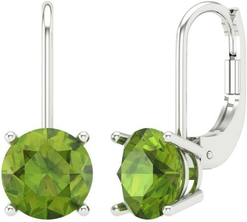 3 ct Brilliant Round Cut Drop Dangle Natural Peridot 14k White Gold Desginer Affordable Earrings Lever Back in Saudi Arabia