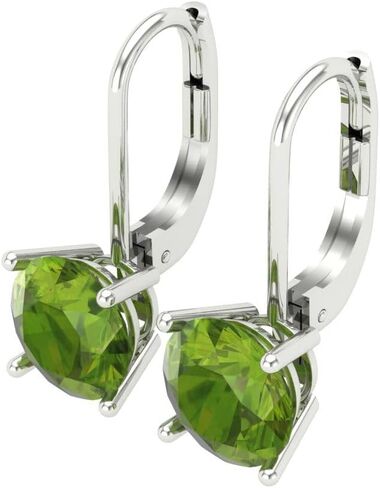 3 ct Brilliant Round Cut Drop Dangle Natural Peridot 14k White Gold Desginer Affordable Earrings Lever Back in Saudi Arabia