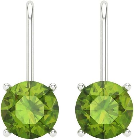 3 ct Brilliant Round Cut Drop Dangle Natural Peridot 14k White Gold Desginer Affordable Earrings Lever Back in Saudi Arabia