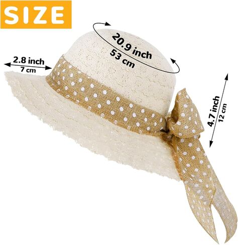 قبعة الشمس للفتيات من القش مع عقدة على شكل فيونكة، قبعة الشاطئ الصيفية بوهو، قبعة مرنة ذات حافة واسعة، قبعة للحماية من الشمس في الهواء الطلق للأطفال من سن 3 إلى 6 سنوات in Kuwait