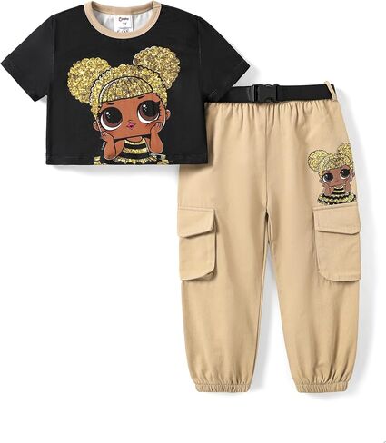 L.O.L. Surprise! Girls Clothes 2 Piece Outfits T-Shirt Top and Cargo with Pocket Pants Set in Saudi Arabia