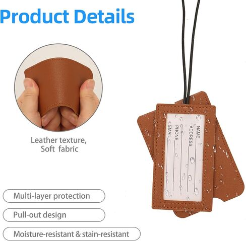 6 Pack PU Leather Luggage Tags for Suitcases - Suitcase Tags, Slide-Style Travel Tags for Luggage, Easy to Identify and Mark. Mixed-Color in Saudi Arabia