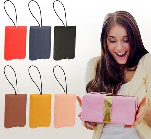 6 Pack PU Leather Luggage Tags for Suitcases - Suitcase Tags, Slide-Style Travel Tags for Luggage, Easy to Identify and Mark. Mixed-Color in Saudi Arabia