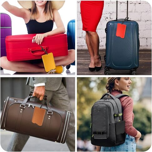 6 Pack PU Leather Luggage Tags for Suitcases - Suitcase Tags, Slide-Style Travel Tags for Luggage, Easy to Identify and Mark. Mixed-Color in Saudi Arabia