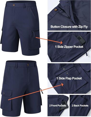 YuKaiChen Men's Stretch Cargo Shorts Zipper Pocket Relaxed Fit Shorts in Saudi Arabia