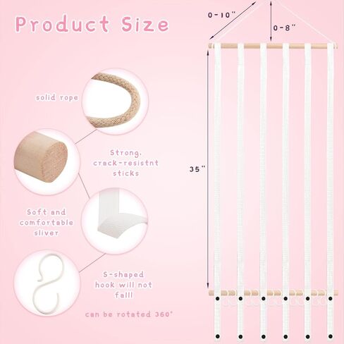 OAOLEER Hair Bow Holder Organizer for Girls Hair Bows,Hair Accessories Headband Organizer Bow Storage Hanger with hook for Baby Girls Wall Hanging Decor for Toddler Girls (White A) in Saudi Arabia