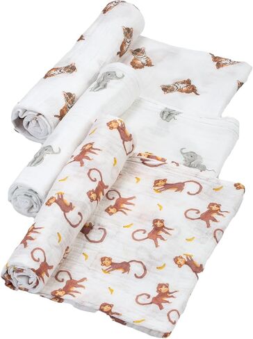 LollyBanks Baby Swaddle Blankets, 100% Organic Cotton Muslin Baby Blanket | 47" x 47", Lightweight Receiving Blanket for Nursing, Stroller, Boys & Girls (Golf Print) in Saudi Arabia