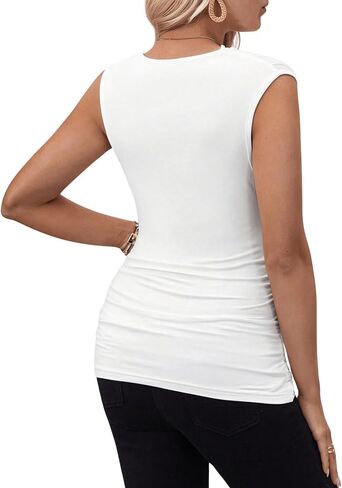 MakeMeChic Women's Maternity Tank Top Ruched Draped Mock Neck Sleeveless Pregnancy Tee Shirts in Saudi Arabia