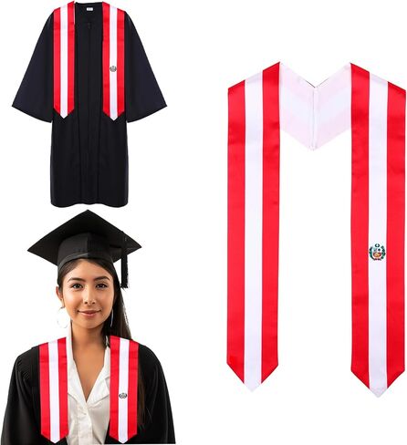Peru Flag Graduation Stole, Graduation Sash for Peruvian International Students in Saudi Arabia