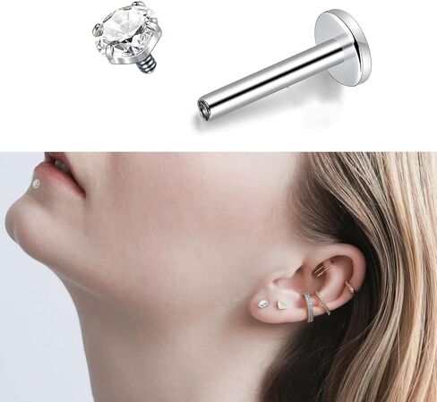 18G 16G Titanium Flat Back Nose Studs Ring Labret Lip Monroe Medusa Piercing Jewelry Tragus Piercing Jewelry in Saudi Arabia