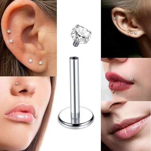 18G 16G Titanium Flat Back Nose Studs Ring Labret Lip Monroe Medusa Piercing Jewelry Tragus Piercing Jewelry in Saudi Arabia