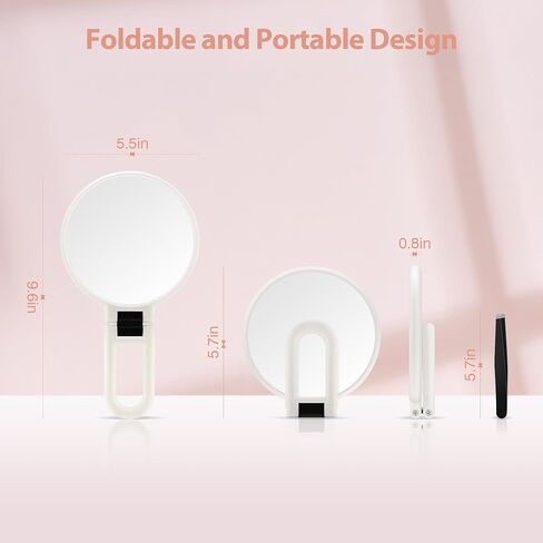 B Beauty Planet 30X Magnifying Mirror, Hand Mirror with Handle, Double Sided Hand Mirror with 30X/1X Magnification, Essential Travel Mirror, Portable Foldable Makeup Mirror for Precision Makeup Black in Kuwait