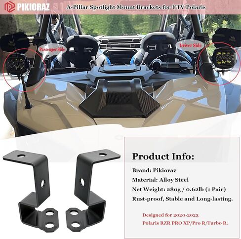 2 قطعة دعامة تثبيت كشاف LED على شكل حرف A لـ 2020-2024 Polaris RZR PRO XP (تثبيت 1 مصباح كشاف) in Kuwait