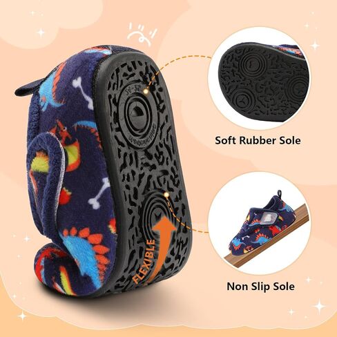 BARERUN Toddler Slippers Boys Girls House Shoes Warm Kids Slippers With Non-Slip Rubber Sole Fuzzy Cozy Walking Shoes Indoor/Outdoor in Saudi Arabia