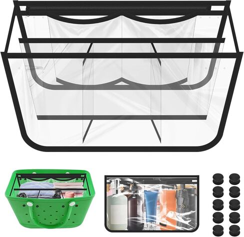 ERKOON Clear Beach Bag Organizer الملحقات الأصلية لحقيبة Bogg X حقيبة تخزين كبيرة متوافقة مع حقيبة Bogg لتنظيم حقيبتك وتقسيم المساحة، 7 جيوب in Kuwait