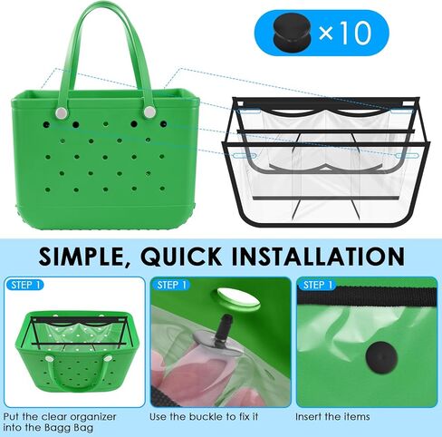 ERKOON Clear Beach Bag Organizer الملحقات الأصلية لحقيبة Bogg X حقيبة تخزين كبيرة متوافقة مع حقيبة Bogg لتنظيم حقيبتك وتقسيم المساحة، 7 جيوب in Kuwait