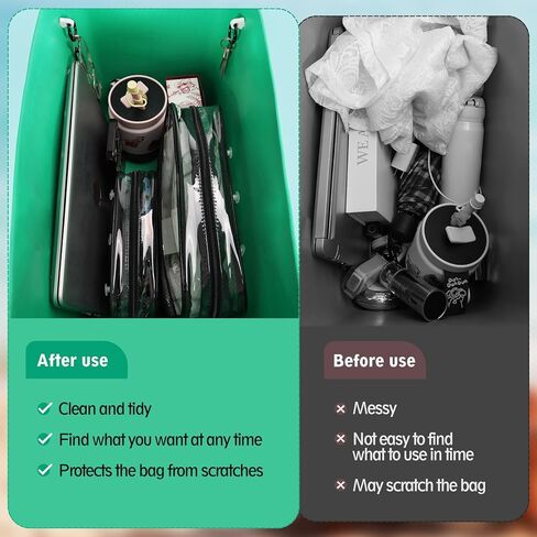 عبوتان من إكسسوارات حقائب حمل الشواطئ الشفافة المتوافقة مع حقيبة بوج، حقائب داخلية بسحاب مصممة شفافة مع مقبض وخطاطيف إدراج، منظم أدوات مكياج للسفر وحقيبة تخزين داخلية مقسمة in Kuwait