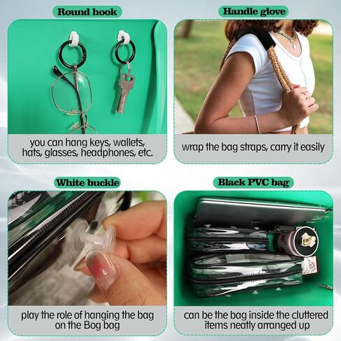 عبوتان من إكسسوارات حقائب حمل الشواطئ الشفافة المتوافقة مع حقيبة بوج، حقائب داخلية بسحاب مصممة شفافة مع مقبض وخطاطيف إدراج، منظم أدوات مكياج للسفر وحقيبة تخزين داخلية مقسمة in Kuwait