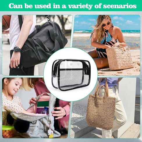 عبوتان من إكسسوارات حقائب حمل الشواطئ الشفافة المتوافقة مع حقيبة بوج، حقائب داخلية بسحاب مصممة شفافة مع مقبض وخطاطيف إدراج، منظم أدوات مكياج للسفر وحقيبة تخزين داخلية مقسمة in Kuwait