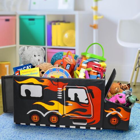 KAP Large Toy Box for boys with flip Lid & Lights up, Foldable Sturdy Toy Storage Organizer Decorative Bins Baskets for Kids, Nursery, Closet, Bedroom, Playroom, 34.8" L x 13" W x 15.7" H in Saudi Arabia