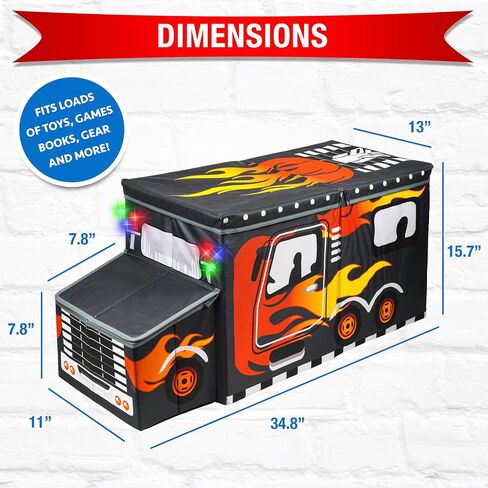 KAP Large Toy Box for boys with flip Lid & Lights up, Foldable Sturdy Toy Storage Organizer Decorative Bins Baskets for Kids, Nursery, Closet, Bedroom, Playroom, 34.8" L x 13" W x 15.7" H in Saudi Arabia