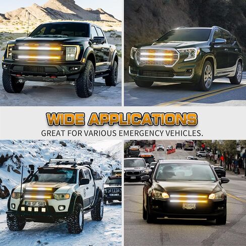 XRIDONSEN 2PCS 24 inch Truck Grill Strobe Lights Strip 288 LED Emergency Tailgate/Rear window/Grille Lights Amber White Flashing Warning Caution Safety Lights for Tow Plow Trucks Construction Vehicles in Kuwait