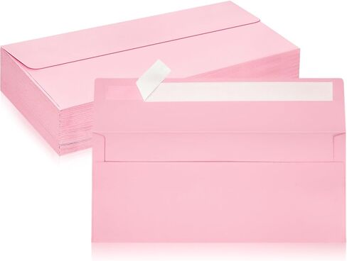 50 Pack #10 Business Envelopes, Pink Standard Envelopes Self Seal, Letter Size Business Mailing Envelopes for Checks Letters Invoices Statements Birthday Graduation Wedding, 4 1/8 x 9 1/2 Inch in Saudi Arabia