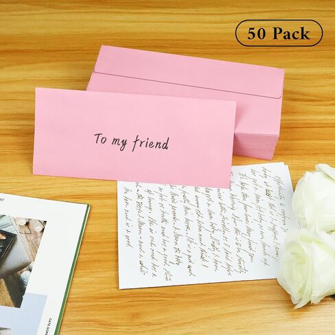 50 Pack #10 Business Envelopes, Pink Standard Envelopes Self Seal, Letter Size Business Mailing Envelopes for Checks Letters Invoices Statements Birthday Graduation Wedding, 4 1/8 x 9 1/2 Inch in Saudi Arabia