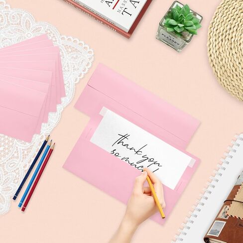 50 Pack #10 Business Envelopes, Pink Standard Envelopes Self Seal, Letter Size Business Mailing Envelopes for Checks Letters Invoices Statements Birthday Graduation Wedding, 4 1/8 x 9 1/2 Inch in Saudi Arabia