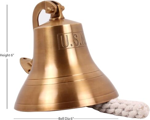 6" Wall Hanging Antique Brass Bell Hanging Nautical Ships Bell (U.S.Navy) Engraved in Box in Saudi Arabia