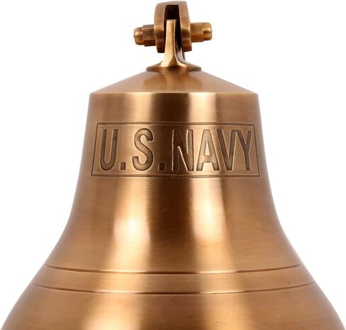 6" Wall Hanging Antique Brass Bell Hanging Nautical Ships Bell (U.S.Navy) Engraved in Box in Saudi Arabia