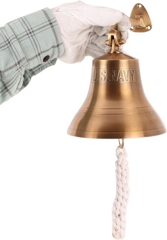 6" Wall Hanging Antique Brass Bell Hanging Nautical Ships Bell (U.S.Navy) Engraved in Box in Saudi Arabia