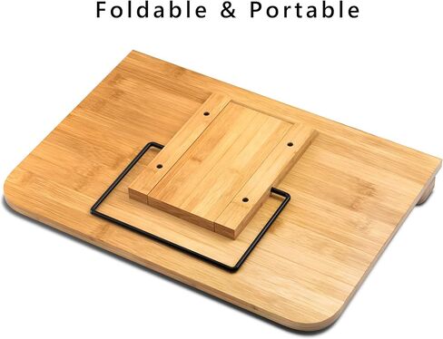 حامل كتب الطبخ من ريداير للمطبخ، حامل كتب من الخيزران قابل للطي للقراءة مع 6 ارتفاعات قابلة للتعديل (13 × 9.4 بوصة) in Kuwait