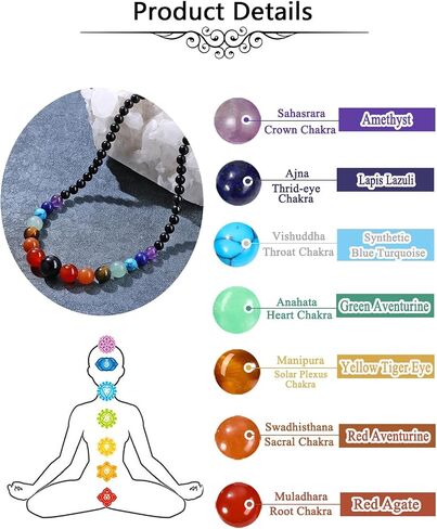 Jovivi 7 Chakra Necklace for Women Natural Chakra Gemstone Healing Crystal Yoga Mala Beads Necklace Engery Reiki Crystal Beaded Necklace Jewelry Mothers Day Birthday Gift in Saudi Arabia