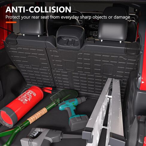 حصيرة شحن Powoq متوافقة مع 2018-2024 Jeep Wrangler JL Unlimited 4 أبواب مسند الظهر حصيرة TPE بديلة لملحقات 18-24 Jeep Wrangler JL 4X4 (تناسب 18-24 JL 4X4، حصيرة صندوق السيارة + حصيرة مسند الظهر) in Saudi Arabia