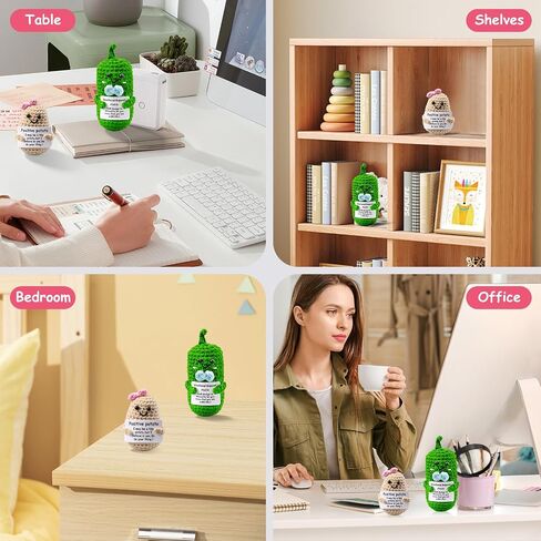 Mini Funny Positive Potato, Emotional Support Pickle, 2 Pcs Crochet Doll, Cheer Up Gifts Positive Affirmation Gifts for Women Men, Cute Handmade Doll for Home Office Desk Decor in Saudi Arabia