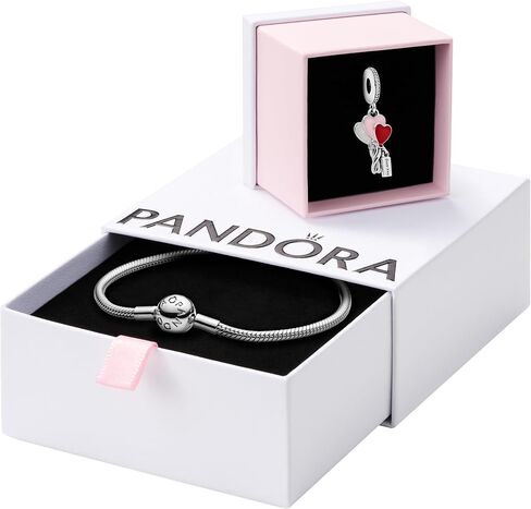 Pandora Jewelry Bundle with Gift Box - Happy Bday Balloon Sterling Silver Dangle Charm & Moments Sterling Silver Snake Chain Charm Bracelet with Ball Clasp, 9.0" - Gift for Women in Saudi Arabia