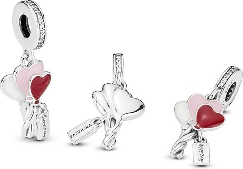 Pandora Jewelry Bundle with Gift Box - Happy Bday Balloon Sterling Silver Dangle Charm & Moments Sterling Silver Snake Chain Charm Bracelet with Ball Clasp, 9.0" - Gift for Women in Saudi Arabia