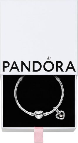 Pandora June Birthstone Dangle Charm & Bracelet Set - Women's Sterling Silver June Birthstone Dangle Charm & Heart Clasp Snake Chain Bracelet - Jewellery Set With Gift Box in Saudi Arabia
