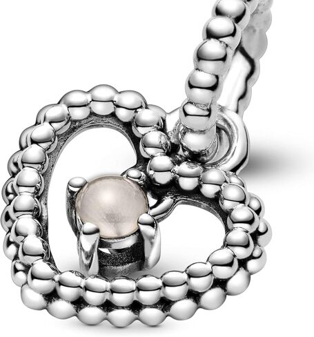 Pandora June Birthstone Dangle Charm & Bracelet Set - Women's Sterling Silver June Birthstone Dangle Charm & Heart Clasp Snake Chain Bracelet - Jewellery Set With Gift Box in Saudi Arabia