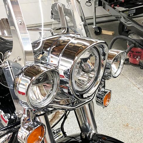 HDBUBALUS 7“Headlight Trim Ring 4 1/2" Fog Light Trim Ring Visor Style Decorate Ring Fit for Harley Touring Road King Street Glide Electra Glide Chrome in Saudi Arabia