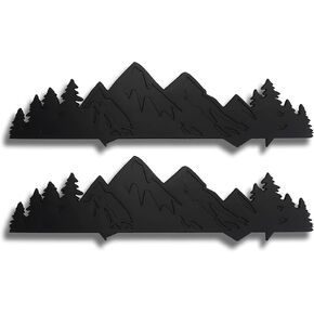 Snow Mountain Tree Emblem for 2016-2023 Tacoma, 2 Pcs Snow Mountain Tree Graphic Logo Badge, Trunk Mountain Logo Emblem, Car Exterior Accessories (Black White)