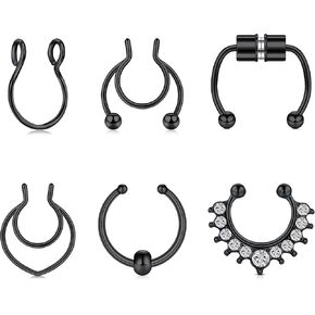 Briana Williams Fake Septum Piercing Fake Septum Ring Faux Septum Nose Rings Fake Septum Fake Nose Ring Clip On Septum Nose Ring Faux Septum Piercing for Women Non Piercing Fake Septum Hoop Jewelry