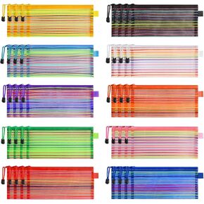 40 قطعة من أكياس أقلام الرصاص، 10 ألوان شبكية بسحاب مقلمة، حقائب أقلام رصاص صغيرة بسحاب مقاس 9 × 4.7 بوصة لمستلزمات تنظيم المكتب/المدرسة/المنزل، حقائب تخزين للسفر متعددة الأغراض in Kuwait