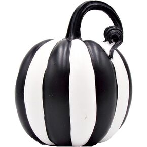 زخارف اليقطين المخططة باللونين الأبيض والأسود من Needzo، إكسسوارات منزلية للهالوين الموسمية، 6 بوصات، مجموعة من 2 (2-6 بوصات) in Kuwait