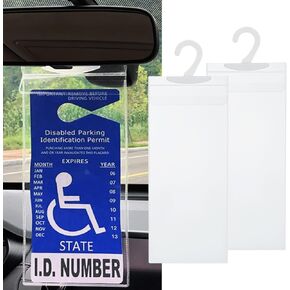 1 PCS Handicap Placard Holder, Transparent Disabled Sign Holder with Large Hook, Automotive Disabled Placard, Disabled Sign Rack Hanging Transparent Protective Cover