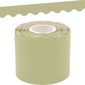 Teacher Created Resources Olive Green Scalloped Rolled Border Trim - 50ft - Decorate Bulletin Boards, Walls, Desks, Windows, Doors, Lockers, Schools, Classrooms, Homeschool & Offices