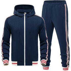 Men's Athletic Hoodie Tracksuit 2 Pieces Set Casual Jogging Sweatsuits Full Zip Long Sleeve Outfit